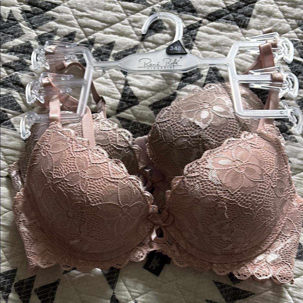 Rene Rofe Pink Lace Bra Set New!